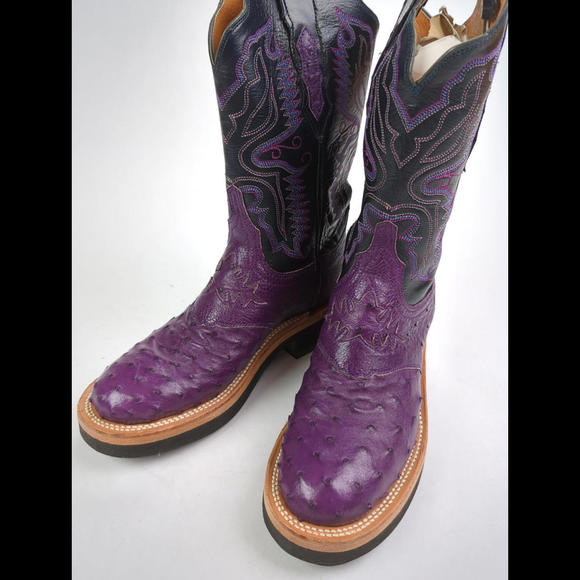 [SOLD] NWT LUCCHESE 2000 Women's Sz 6B Purple Ostrich Leather Boots T1506HD - Picture 6 of 10